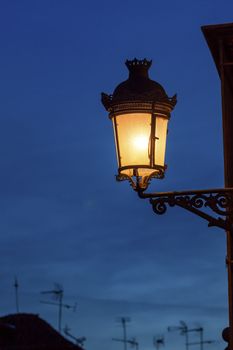 Old Street Lamp Walking Street Evening Carrera Del Darro Albaicin Granada Andalusia Spain  