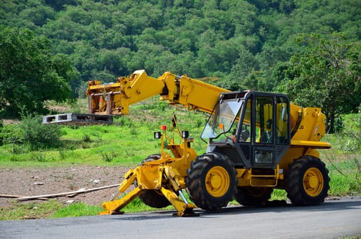 Machinery parking at construction site