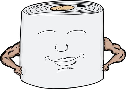 Strong roll of toilet paper with smiling face