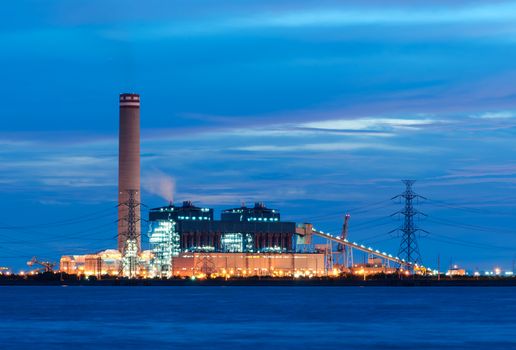 Power stations edge the sea at Rayong, Thailand.