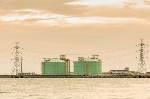 Power stations edge the sea at Rayong, Thailand.