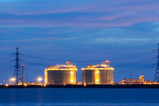 Power stations edge the sea at Rayong, Thailand.