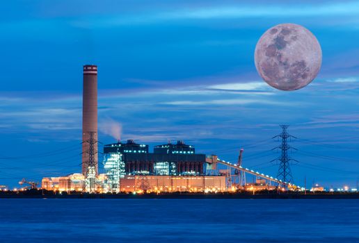 Power stations edge the sea at Rayong, Thailand.