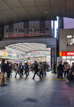 TOKYO - NOV 21: Akihabara district November 21, 2013 in Tokyo, Japan. The district is a major shopping area for electronic, computer, anime, games and otaku goods. 