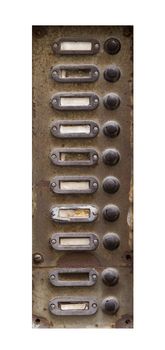 Detail of the old and damaged doorbells