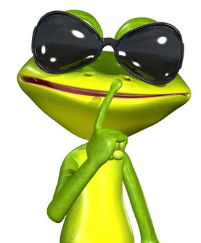 illustration a merry green frog with sunglasses