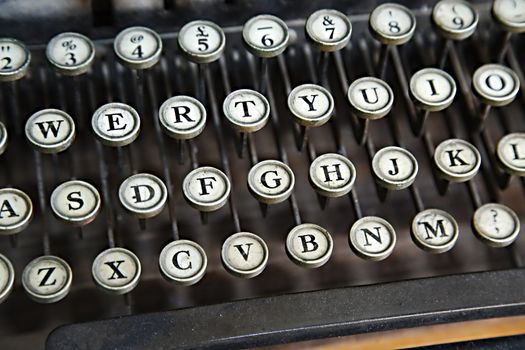 Old typewriter closeup o keys