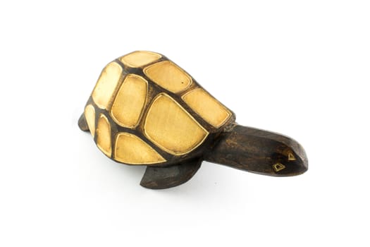 wooden turtle on a white background