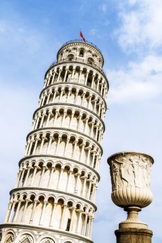 Pisa, place of miracles: the leaning tower and the cathedral baptistery, tuscany, Italy 