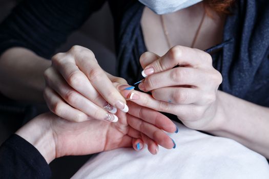 The process of creating a manicure salon spa closeup shot