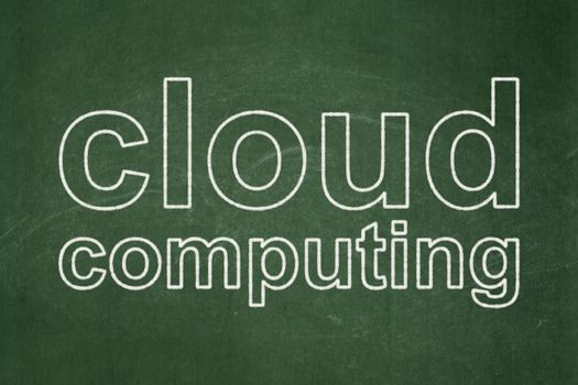 Cloud computing concept: text Cloud Computing on Green chalkboard background, 3d render