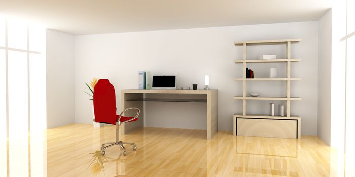 A office workplace. 3D rendered Illustration. 
