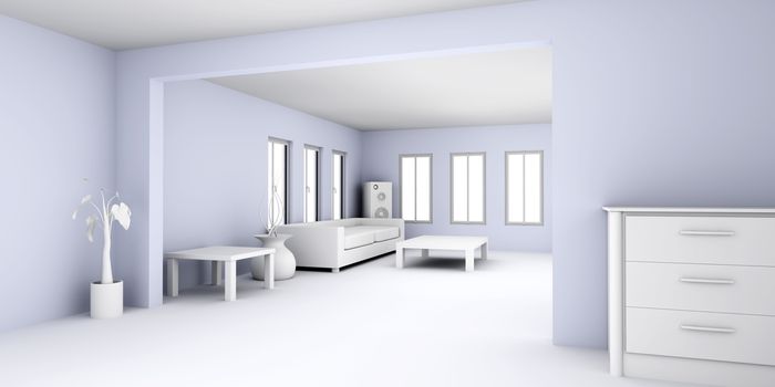 3D rendered Illustration. Interior Visualisation. 
