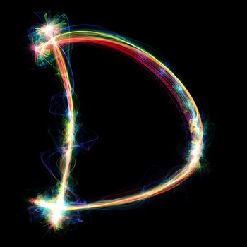 Digitally created letter formed out of plasma energy.