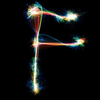 Digitally created letter formed out of plasma energy.