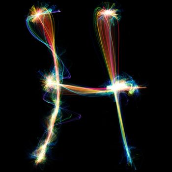 Digitally created letter formed out of plasma energy.