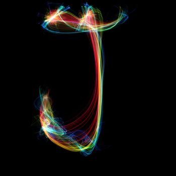 Digitally created letter formed out of plasma energy.