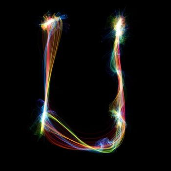 Digitally created letter formed out of plasma energy.