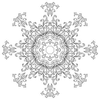 Abstract floral pattern, black contours on white background.