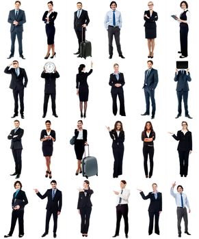 Set of business people, full length portraits.