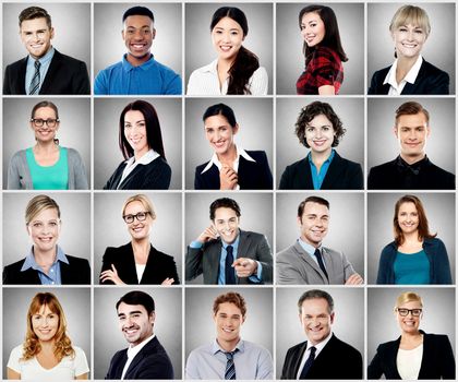 Group of different smiling people