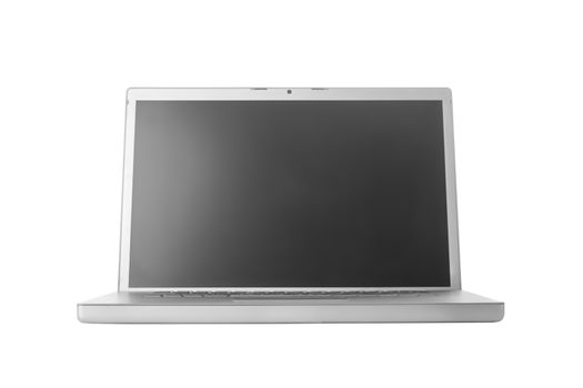 Laptop with gray screen, isolated on white