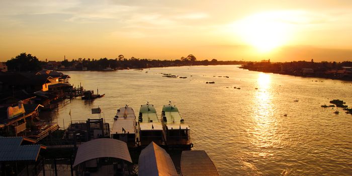 Beautiful sunset over the river