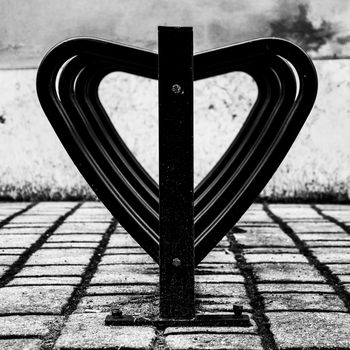 Heart-shaped bicycle rack in Ferrara Italy