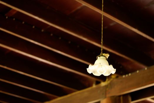 old style lamp in antique wooden house