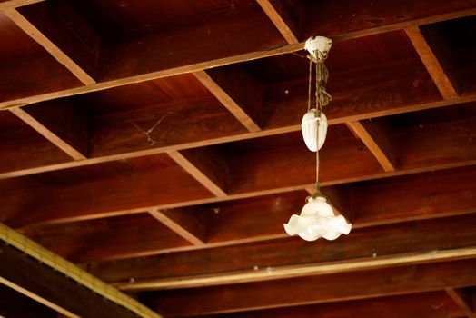 old style lamp in antique wooden house