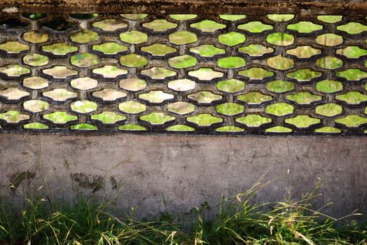 detail of old style wall that composed of air pass through bricks for ventilation