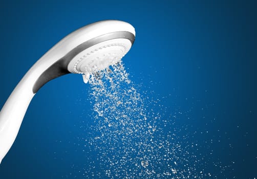 Modern shower head with running water