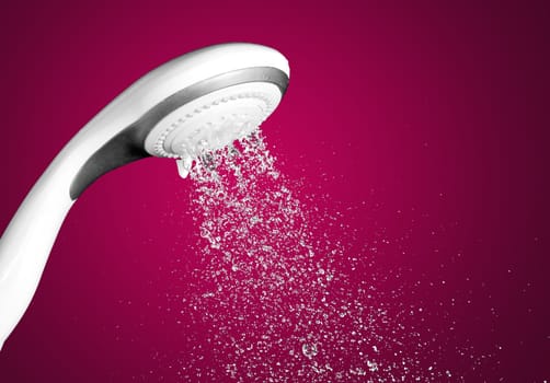 Modern shower head with running water