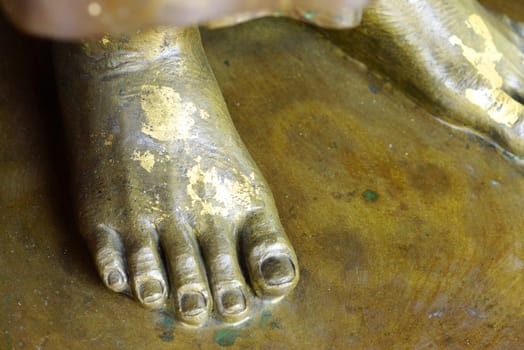right foot of human bronze model,shallow focus