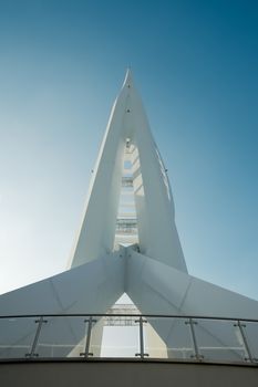 PORTSMOUTH, UK - FEBRUARY 1, 2012: Situated on the Gunwharf Quays in Portsmouth, the 560ft (170m) Spinnaker Tower has one of the highest tourist observation decks in the UK