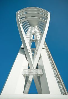 PORTSMOUTH, UK - FEBRUARY 1, 2012: Situated on the Gunwharf Quays in Portsmouth, the 560ft (170m) Spinnaker Tower has one of the highest tourist observation decks in the UK
