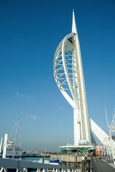 PORTSMOUTH, UK - FEBRUARY 1, 2012: Situated on the Gunwharf Quays in Portsmouth, the 560ft Spinnaker Tower has one of highest tourist observation decks in the UK