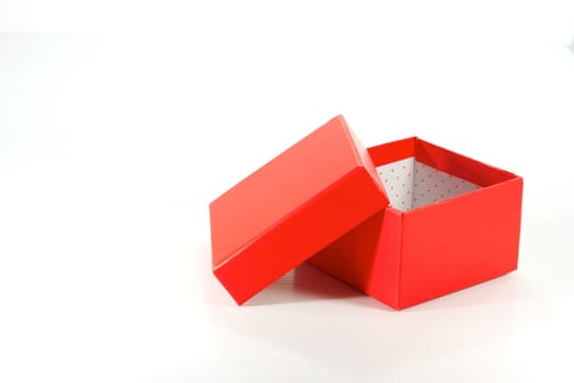 red paper box on white scene,shallow focus