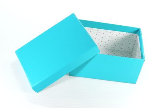 light blue paper box on white scene,shallow focus