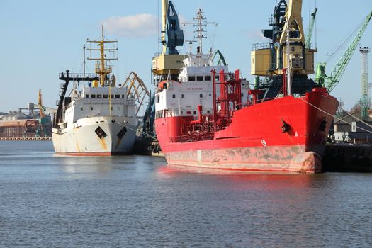 Ships in an industrial dock