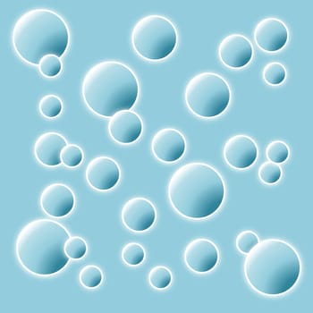 Many bubbles floating in the air into blue background
