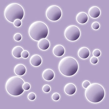 Many bubbles floating in the air into violet background