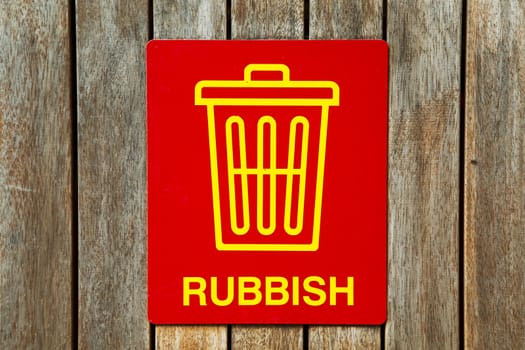 Rubbish sign on a container