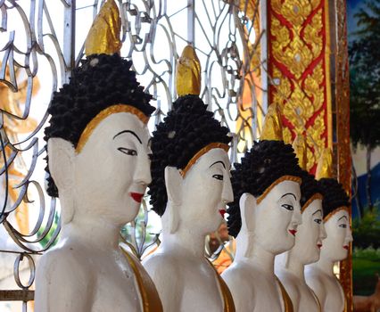 five of burmese style buddha images,Lampang temple,Thailand