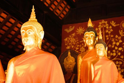 ancient buddha images at temple hall,Lampang temple,Thailand