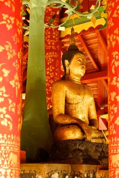 ancient buddha image at temple hall ,Lampang temple,Thailand