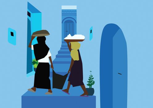 Two women in an alley