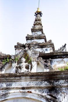 burmese traditional angel sculpture standing to protected pagoda,Lampang,Thailand