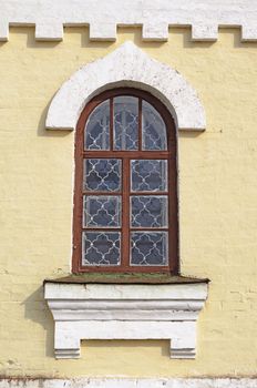 Window in ancient Orthodox Church. St. John Cathedral in Veliky Ustiug
