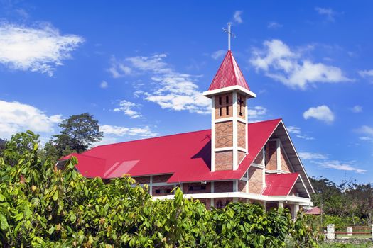 Christian Church in Tuk-Tuk Village to Samosir Island. Lake Toba, North Sumatra, Indonesia.